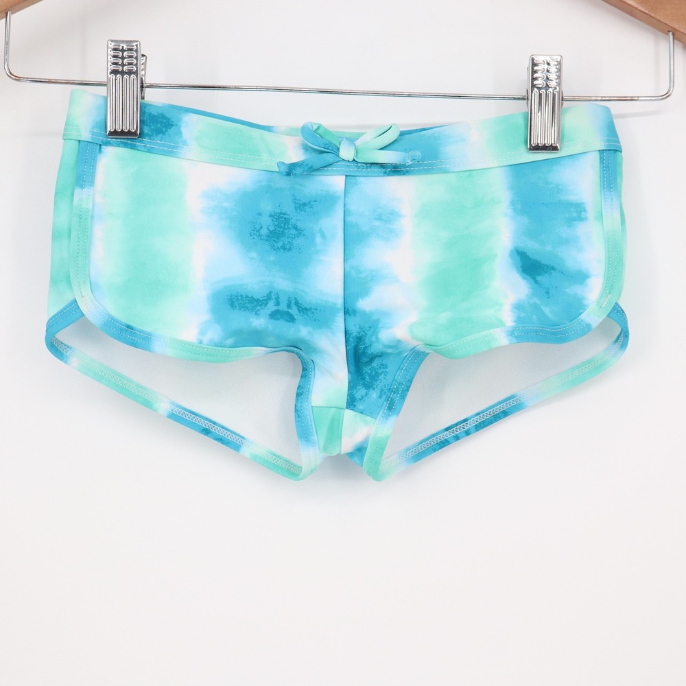 DSG Girls Tie Dye Swim Shorts Blue Green Size Small 6-8 NWT